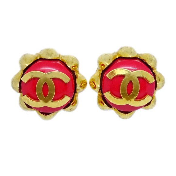 Chanel Button Earrings Gold Clip-On 29 140327 - Picture 1 of 4